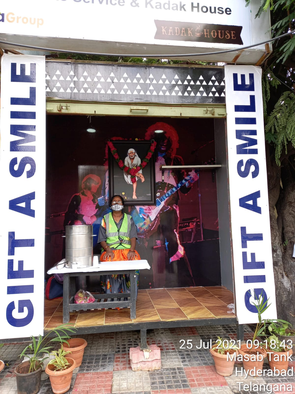 DRNF Free Chai Counter at Kadak House, Hyderabad - providing free tea service to those in need including cancer patients' families